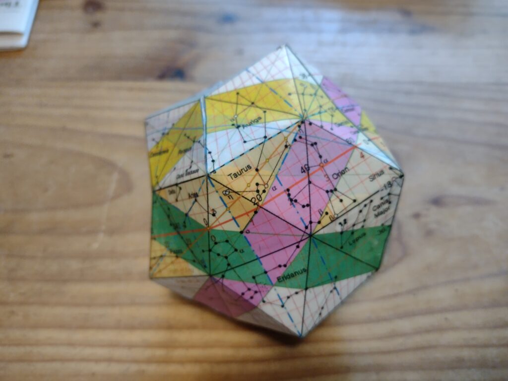 Dodecahedral cosmos on my kitchen table. Made June 2021